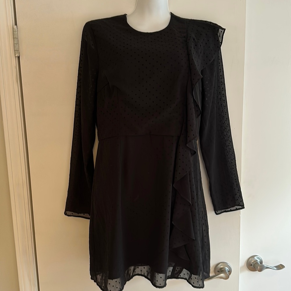 One Shoulder Ruffled Black Dress